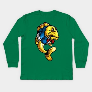 fish smoking Kids Long Sleeve T-Shirt